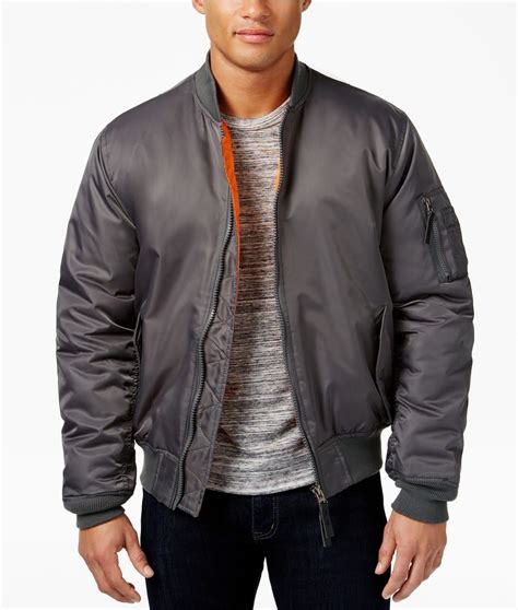 macy's bomber jacket|light grey bomber jacket men's.